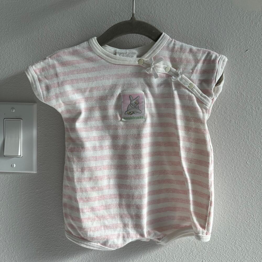 Vintage Carter's Baby Girl Striped bubble one piece